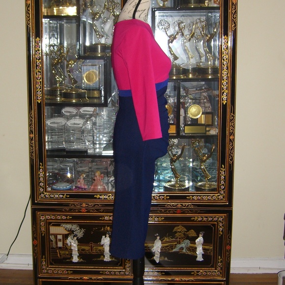 DIVA CATWALK NADIA COLOR BLOCK 3/4 SLEEVE DRESS M - Picture 3 of 6
